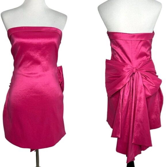 Likely Merino Dress Size 2 Fuchsia Pink Strapless Prom Homecoming Big Bow NEW - Picture 14 of 15